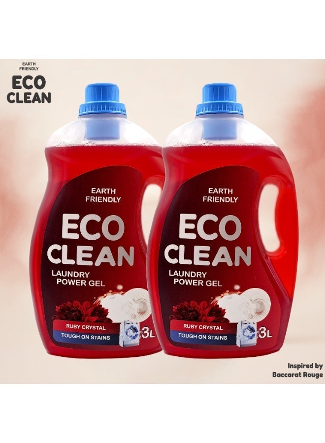 Earth Friendly Liquid Laundry Detergent Ruby Crystal 3 Liters Eco Clean Power Gel - Image 1